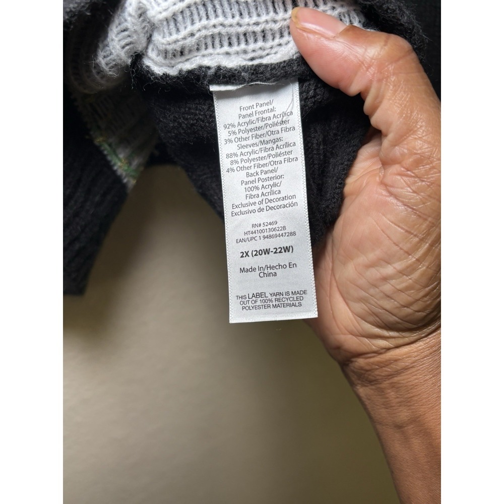 Holiday Time "Happy Llama Days" Black Christmas sweater Size  2X 20W-22W - Picture 7 of 10